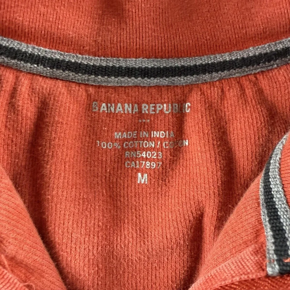 Banana Republic Sweater Mens Medium Orange Tight Knit 1/4 Zip Mock Neck Pullover